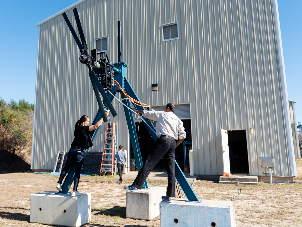 Jayant Sirohi and student setting up rotor experiment
