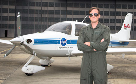 photo of kyle higdon with nasa aircraft