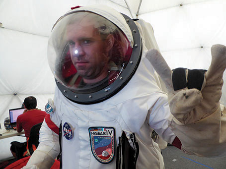 Andrzej Stewart in spacesuit