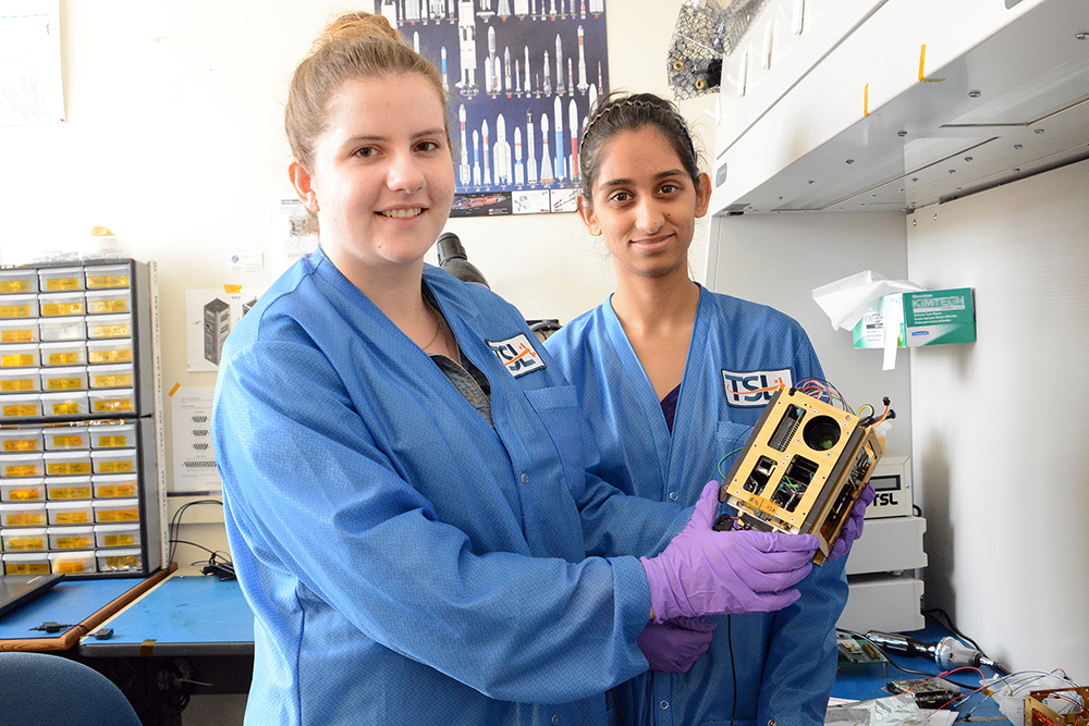 students with satellite
