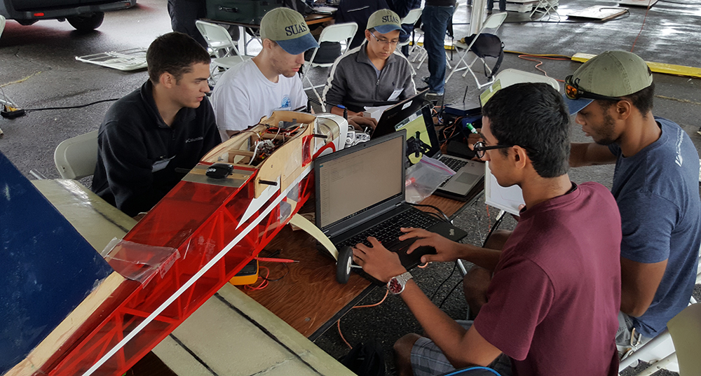 UAV students working on aircraft