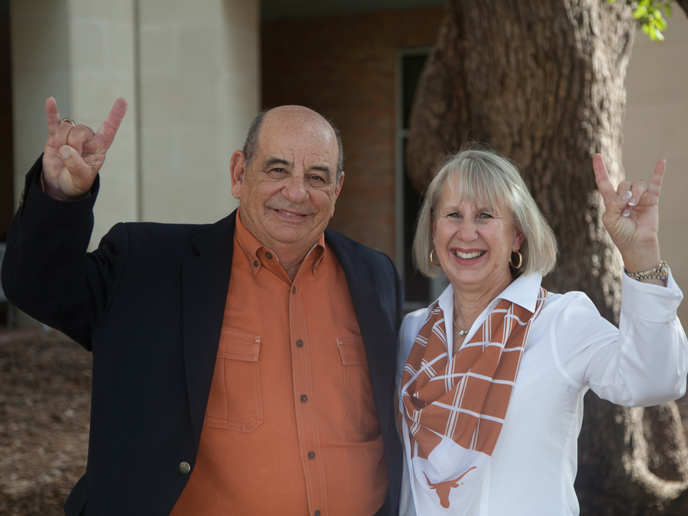 Alumnus Thomas Mcknight and Mimi Mcknight in front of ASE building