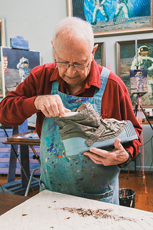Alan Bean in art studio