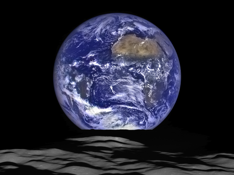 view of Earth from the surface of the moon