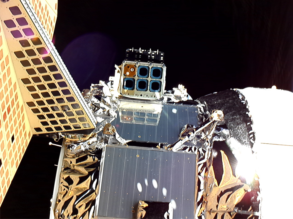Cygnus spacecraft as seen from seeker-1 satellite