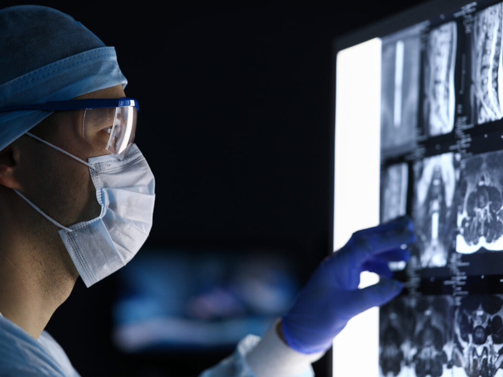 photo of cancer researcher viewing images