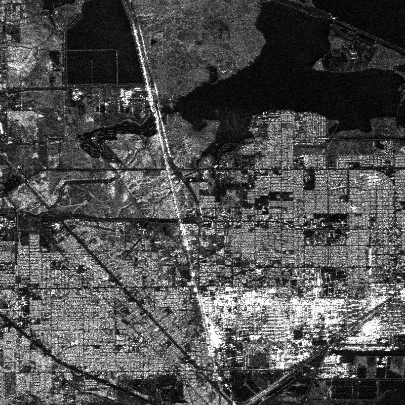 SAR amplitude image over the city of La Marque and Texas City