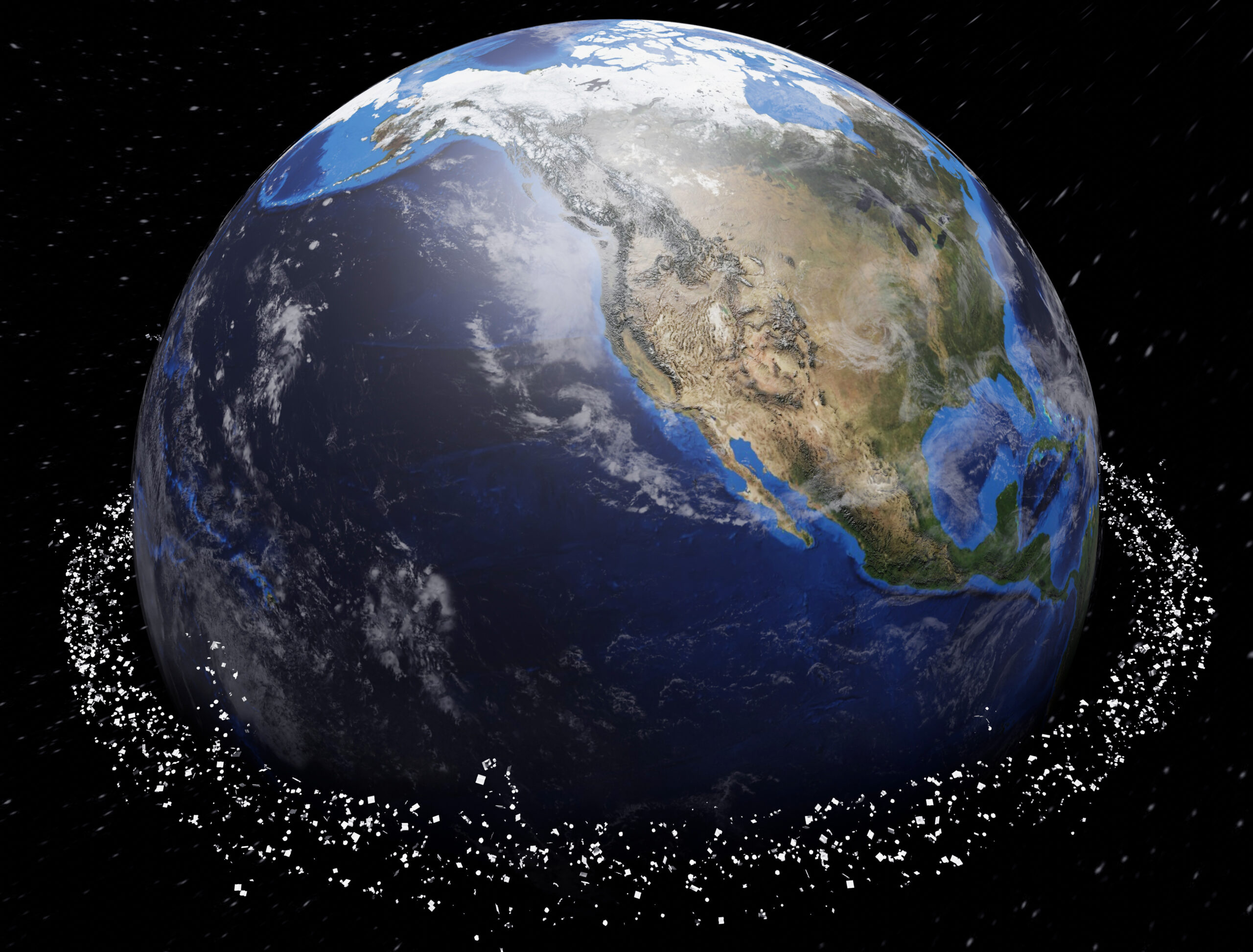image of space junk orbiting earth