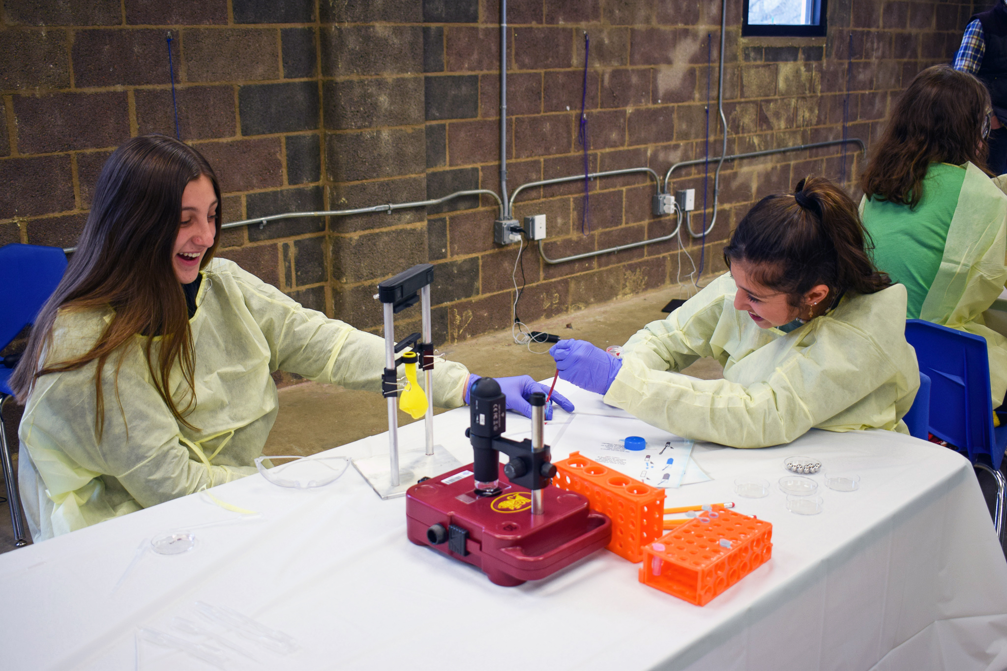 photo of students learning about biomechanics at science mill