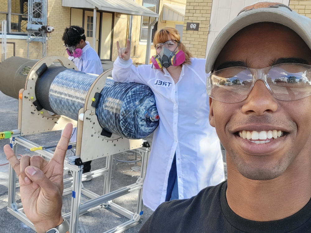 Taj Lee working in Texas Rocket Engineering Lab