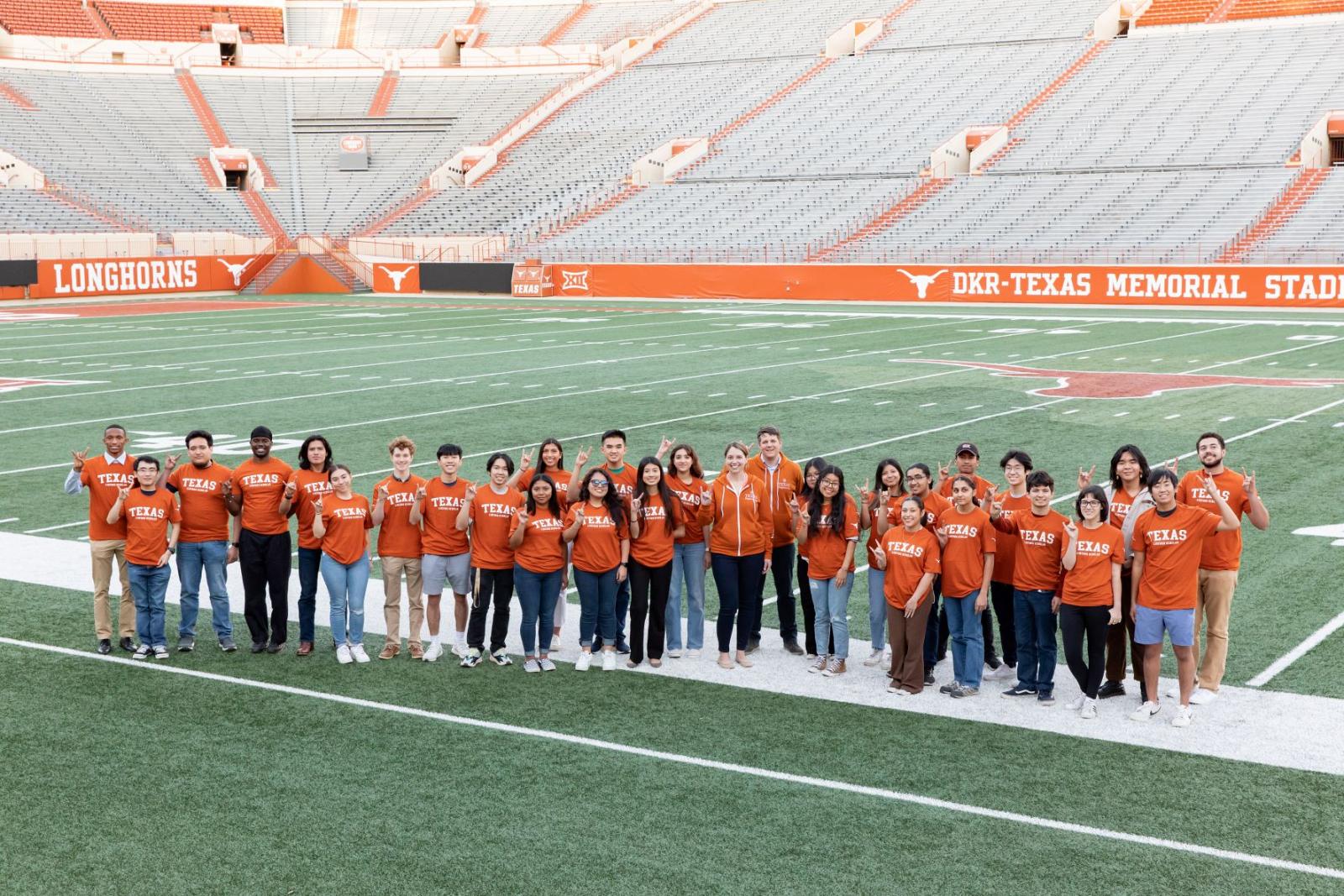 The inaugural class of Linford Scholars celebrate at an event with the Linfords.