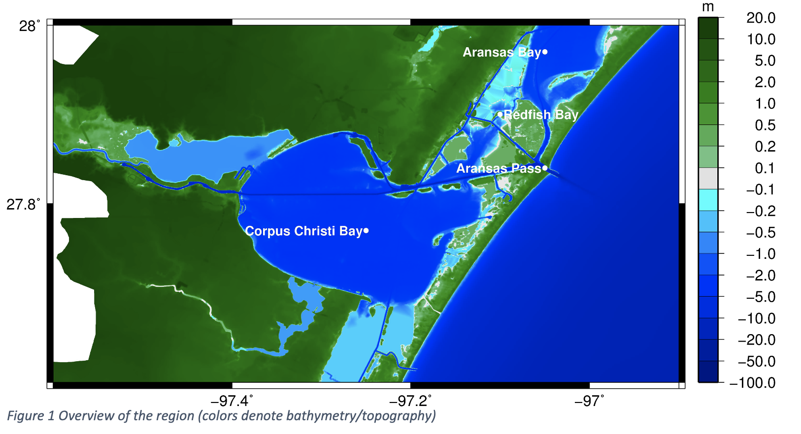 Overview flood map of ship channel region