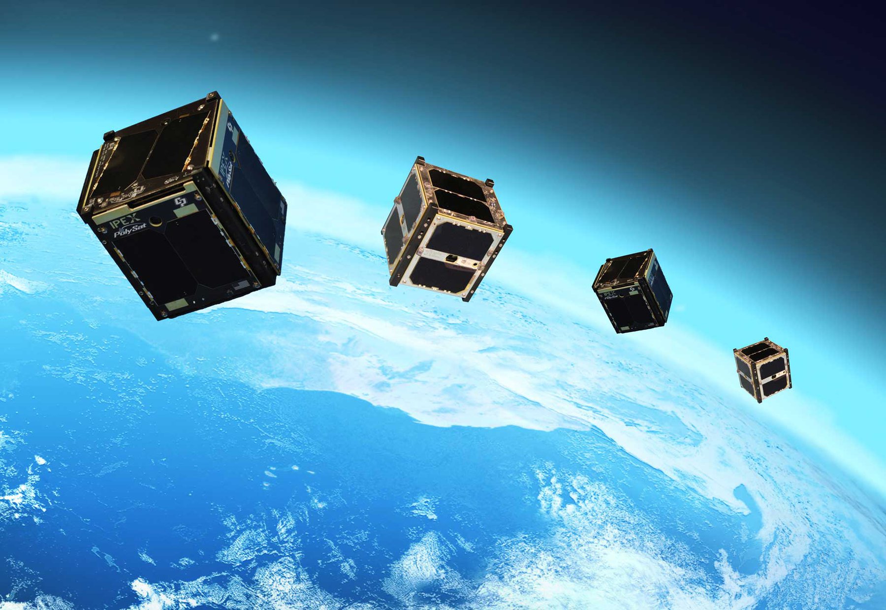 Image of CubeSats in space