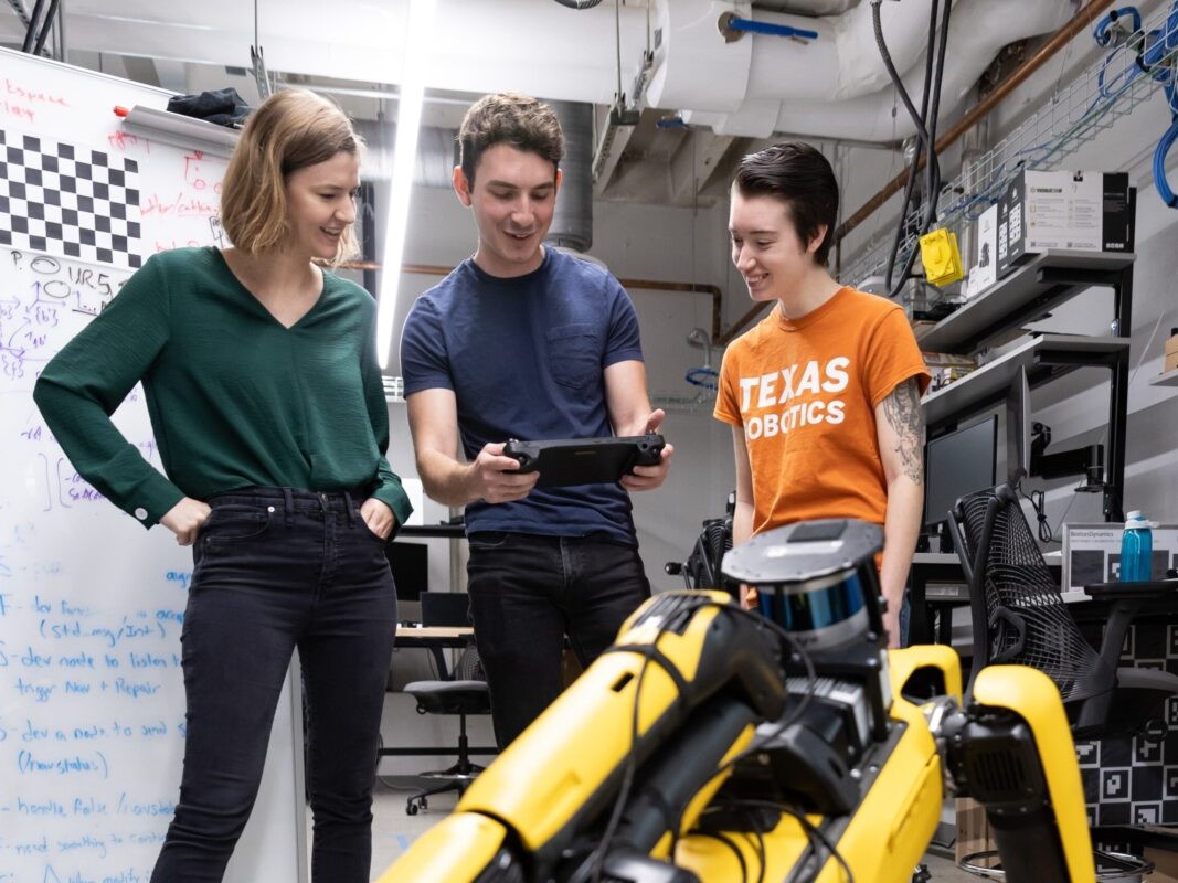 students with robot