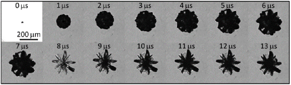 Laser pulse induced fracture figure from Jin Yang's research group.