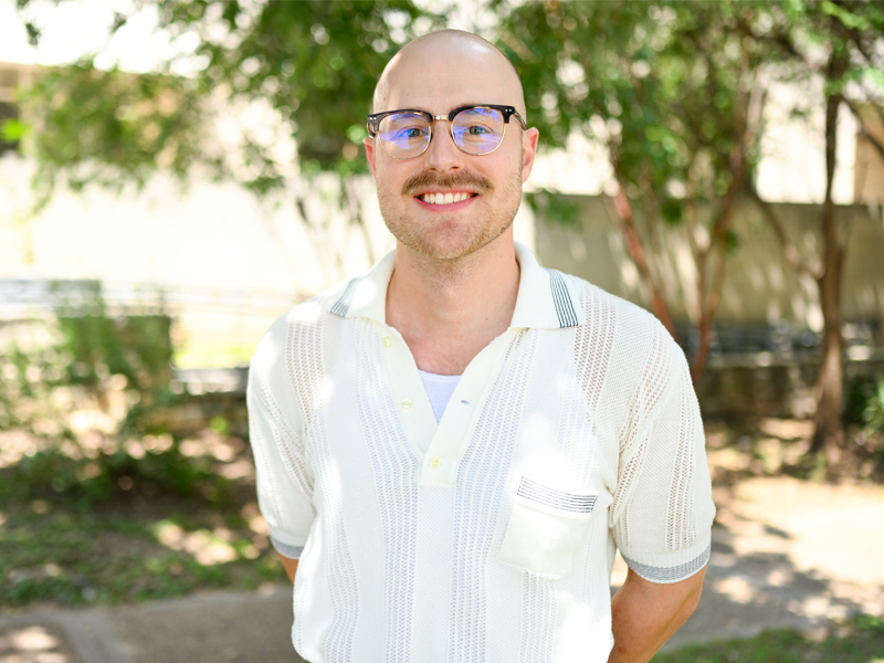 Luke Peterson outside of ASE Building