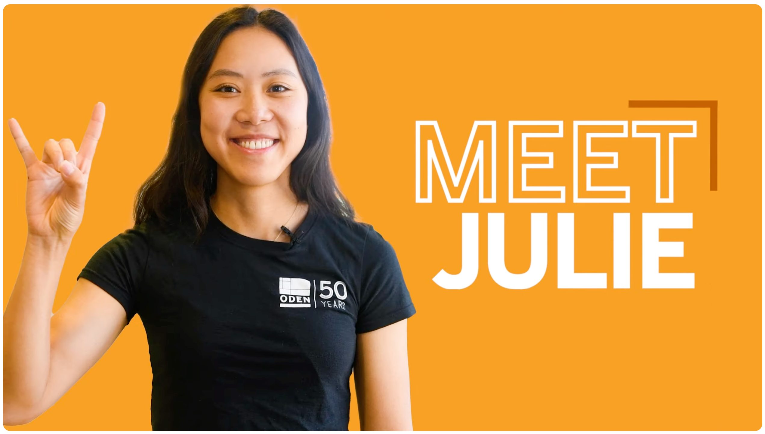 Julie Pham smiling with text "Meet Julie"
