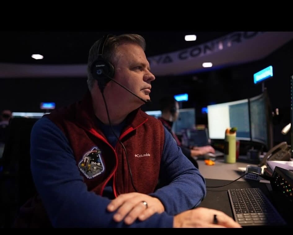 Trent Martin at computer during IM-2 mission