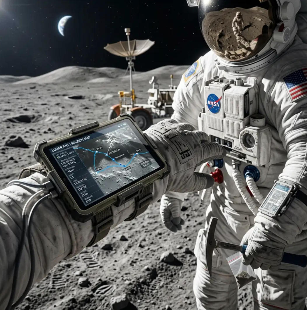 Concept art of an ipad on the moon